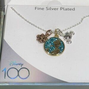 Disney CINDERELLA Charm Necklace Carriage 100th Anniversary Silver Plated NEW